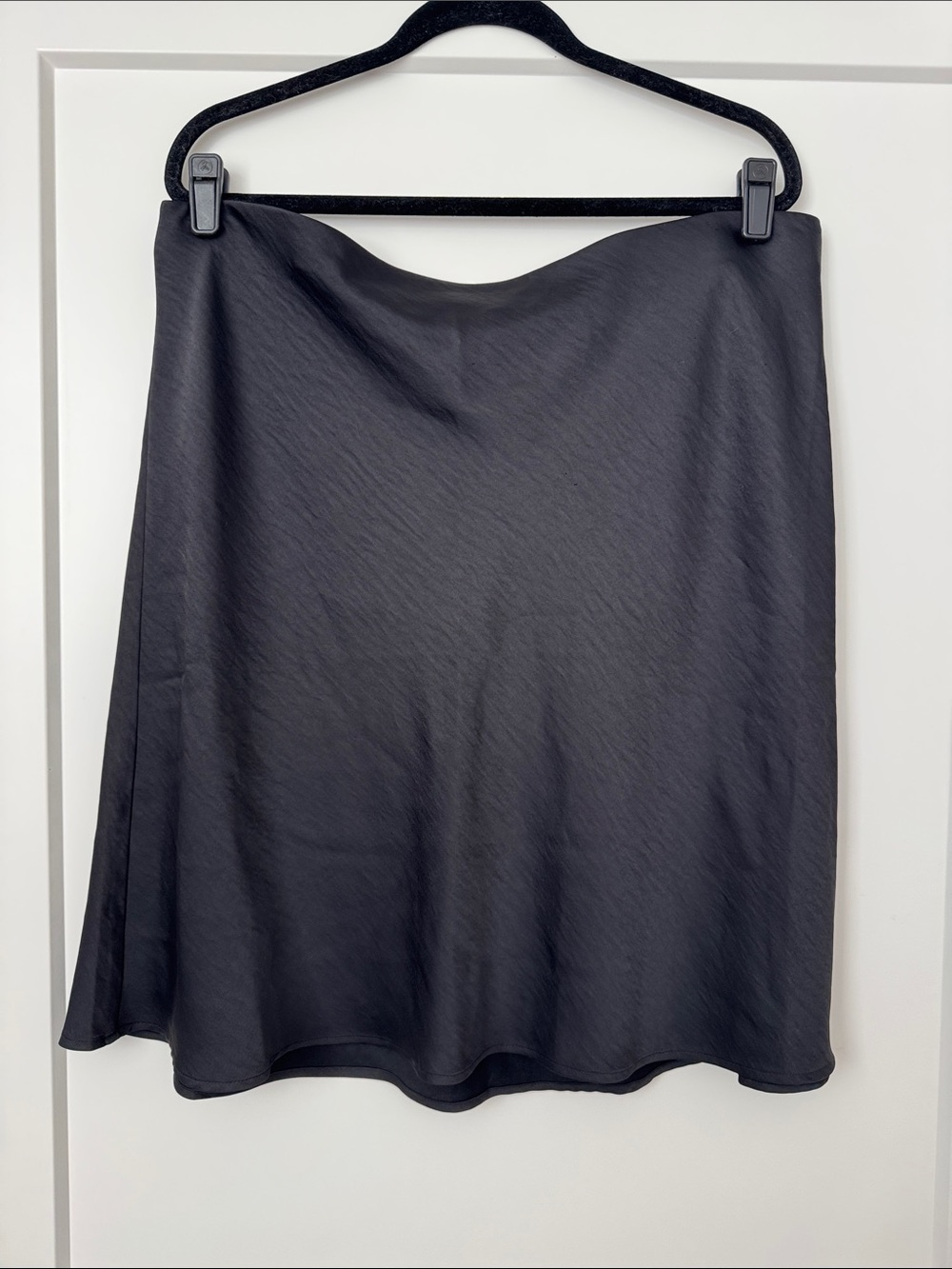 Loft Black Satin A-Line Skirt